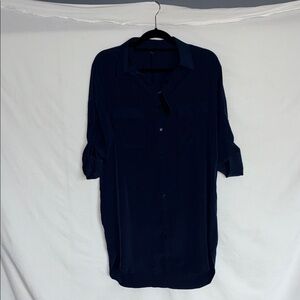 Honey Punch Women's Navy Blue Button Down Shirt